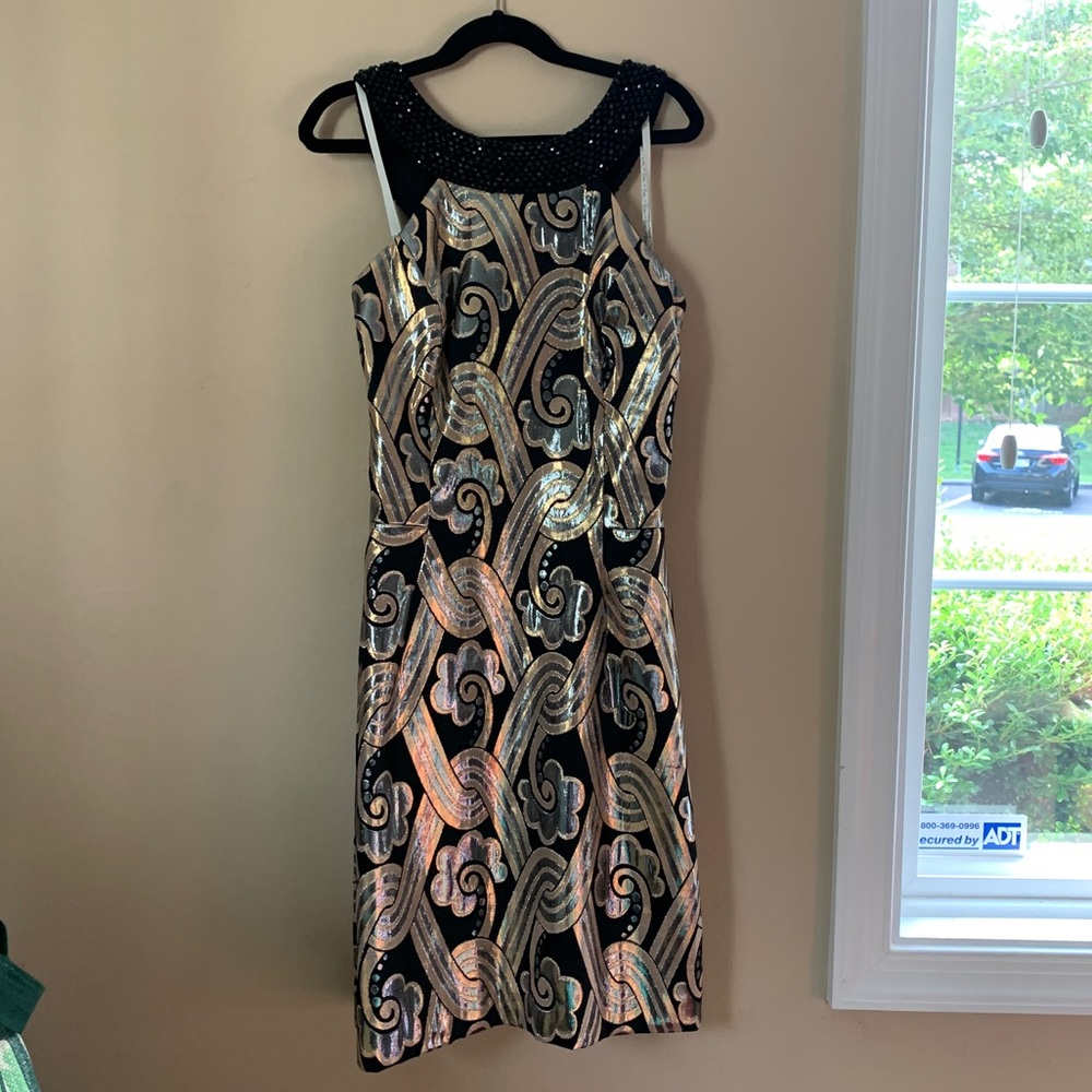Lilly Pulitzer, beaded collar metallic dress